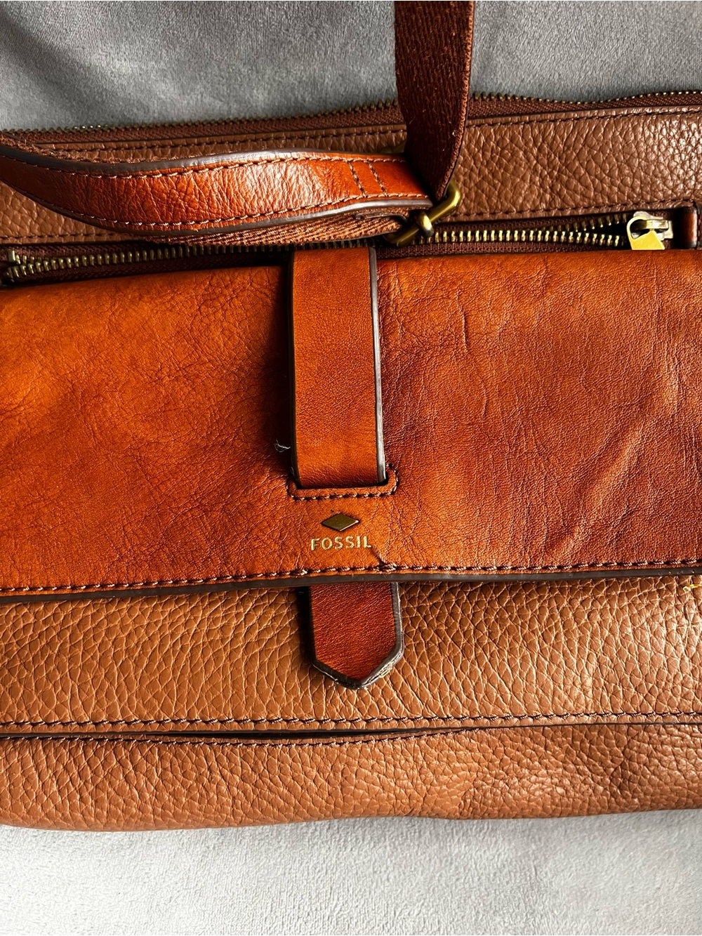 Fossil Two-Tone Brown Leather Crossbody Bag - Picture 2 of 7